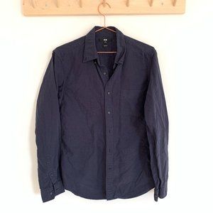Mens Uniqlo Slim Fit Button Down Size M Navy